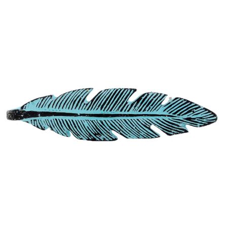 Turquoise Feather Distressed Iron Handles